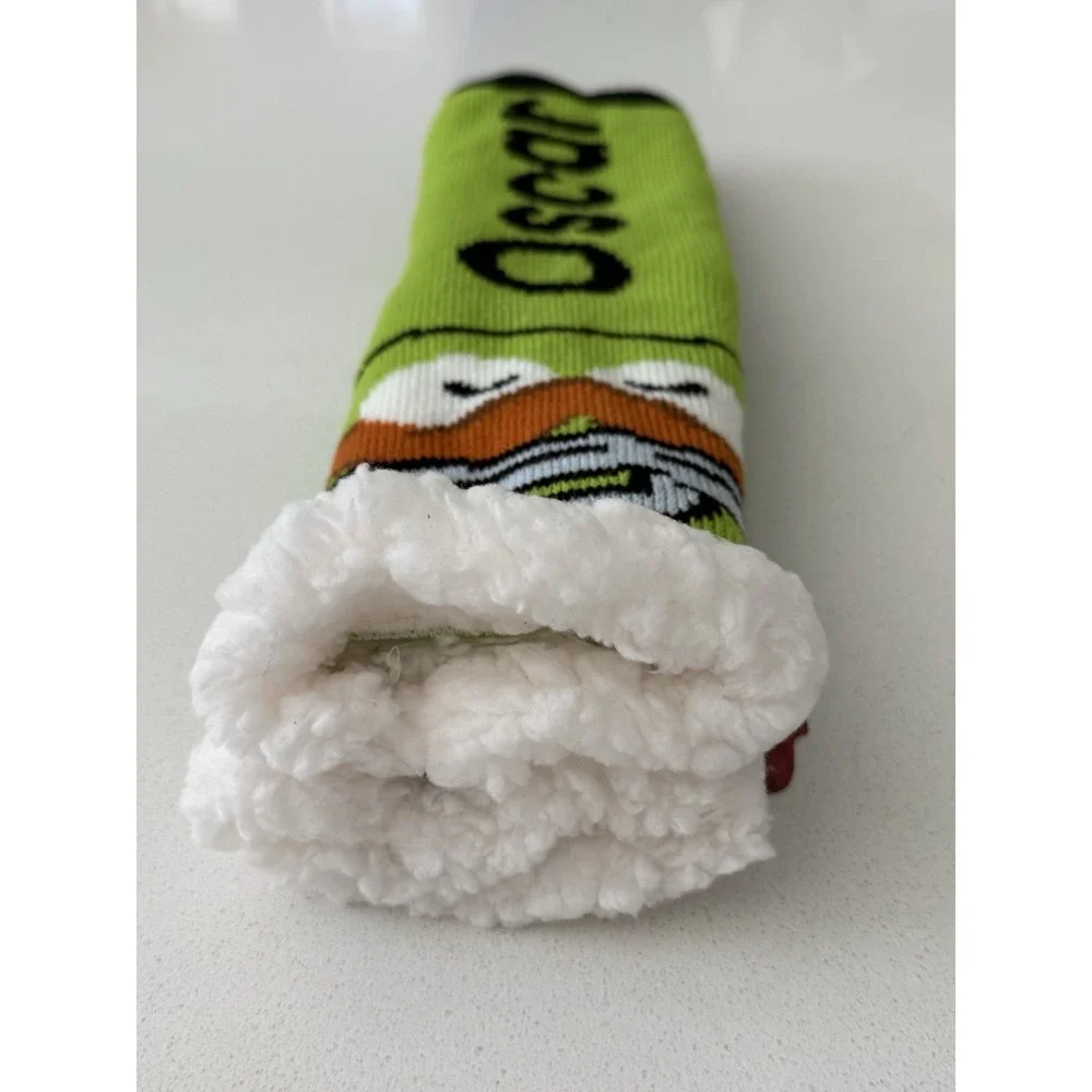 Sesame Street Oscar The Grouch Sherpa Slipper Socks New With Tag Adult One Size